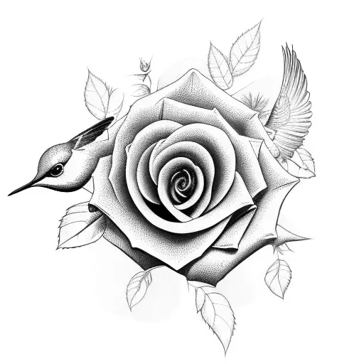 Rose With Hummingbirds