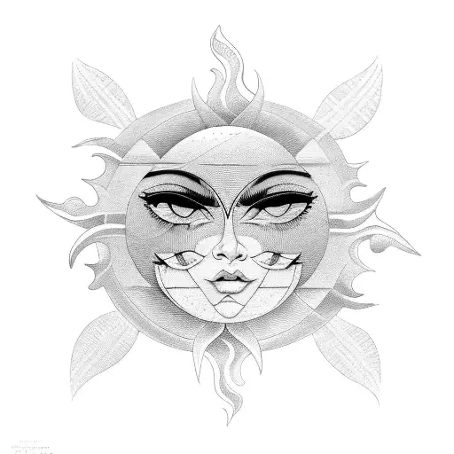 Sun Or Moon With Swirls Feminine
