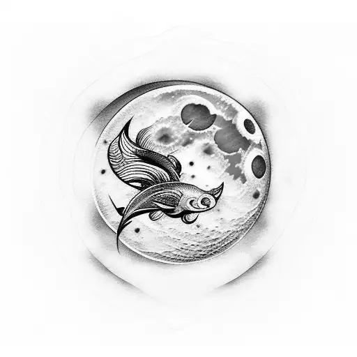 Moon With Swirls Feminine Pisces