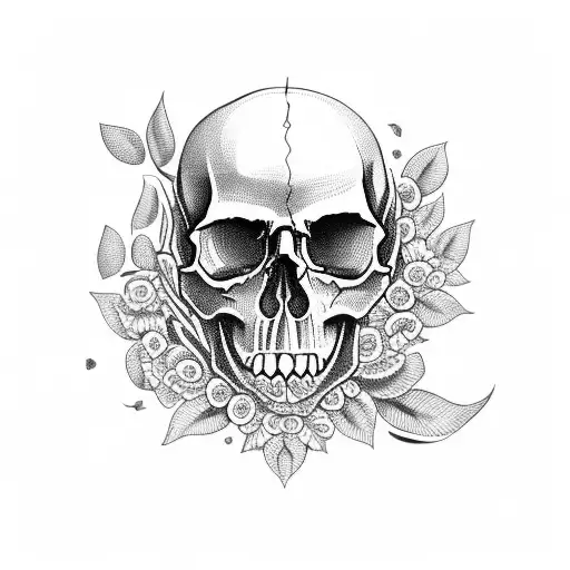 Skull With A Wreath And Book