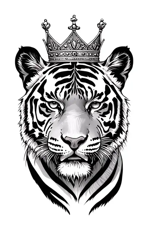 Tiger Having Scars On Face With Crown