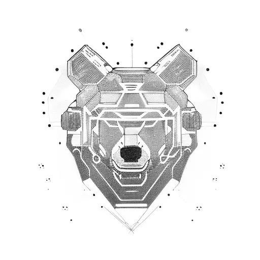 Half Mechanical Cyberpunk Bear