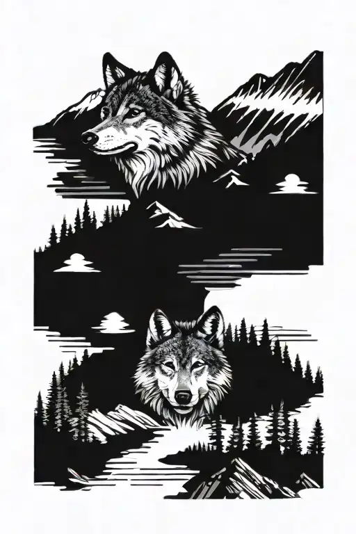 Wolf Face And Mountains Lakes Nature