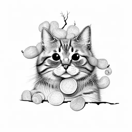 Cute Cat In A Tree Eating Carrots