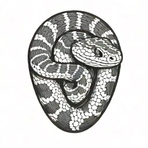 Coiled King Snake Black With White Stripes