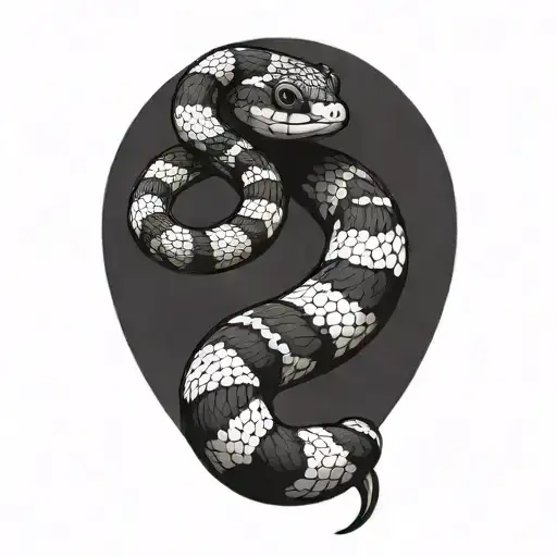 King Snake Black With White Stripes Slithering