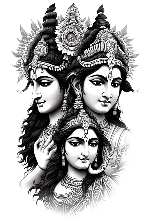 Hindu Gods Arm Sleeve Featuring Shiva Parvati And Ganesh