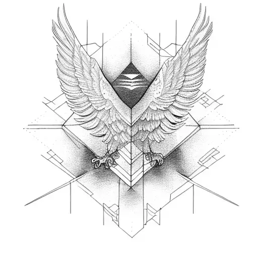 Abstract Representation Of Stock Market Graphs Intertwined With Eagle Wings