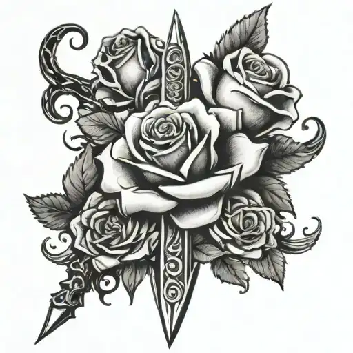 Dagger And Rose Intertwined