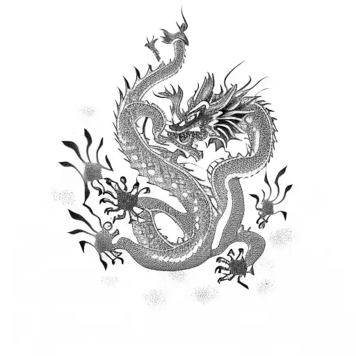 Chinese Dragon With Fire