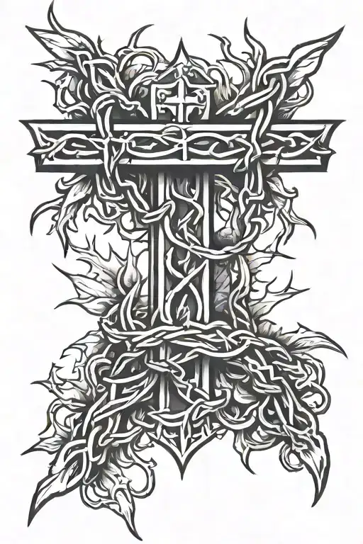 Crown Of Thorns Resting On A Cross