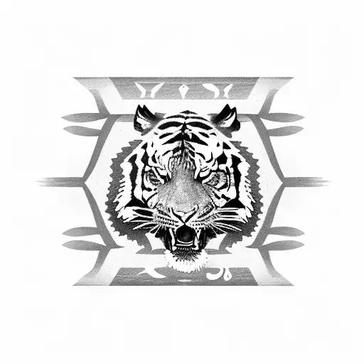 Tiger With Arabic Letters In Place Of Stripes