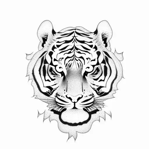 Leaping Tiger With Letters Instead Of Stripes