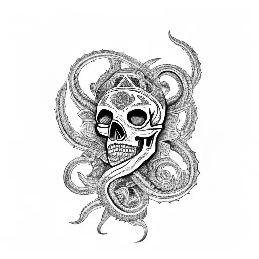 Mexican Skull And Shadow Tentacles