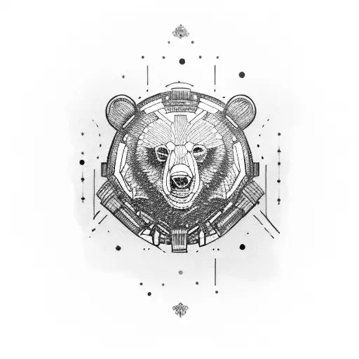 Mechanical Bear Tattoo Pattern