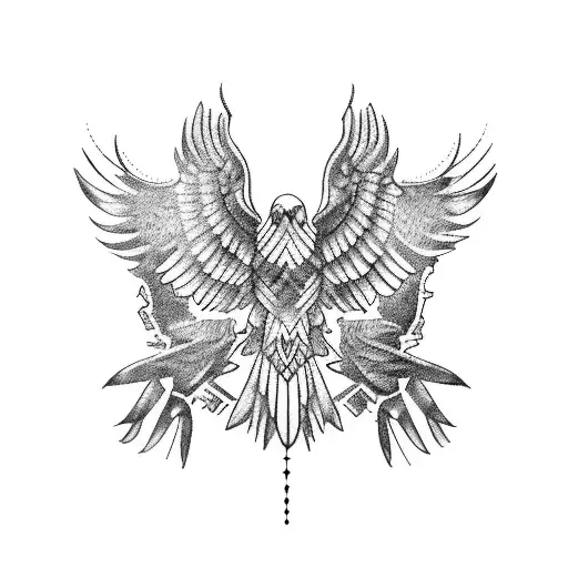 A Tattoo Of An Eagle Flying Over A Map Of The World