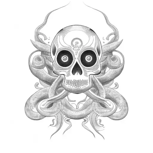 Mexican Skull And Shadow Tentacles