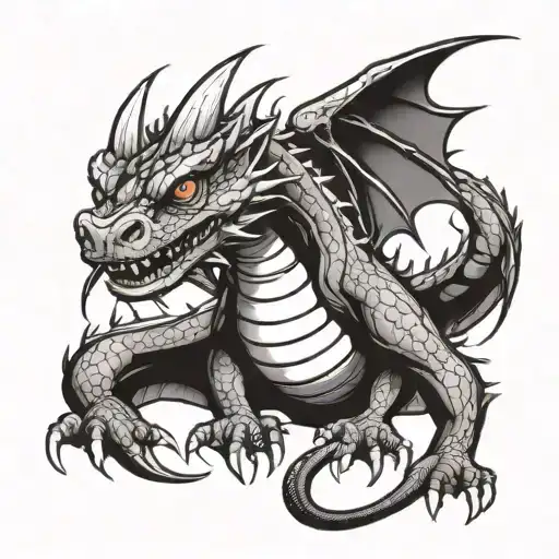 A Dragon In A Rubberhose Cartoon Style