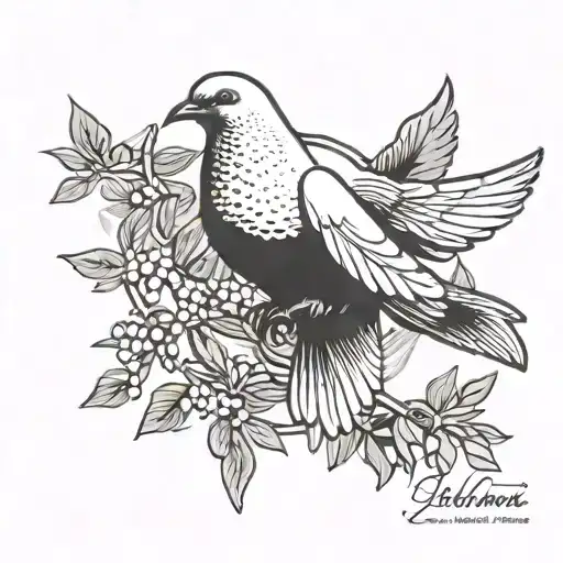 Dove Of Peace With Olive Branch In Mouth