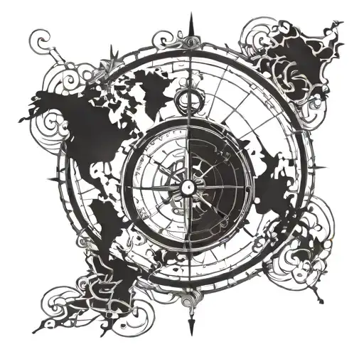 Compass World Map Outline
