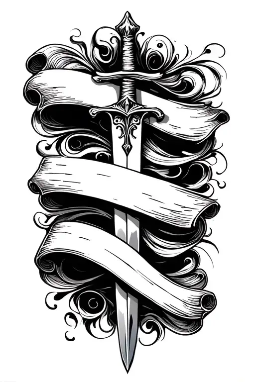 Bible Scroll Sword And Shadow Swirls