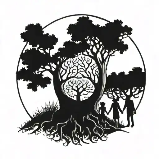 Tree With Family Holding Hands