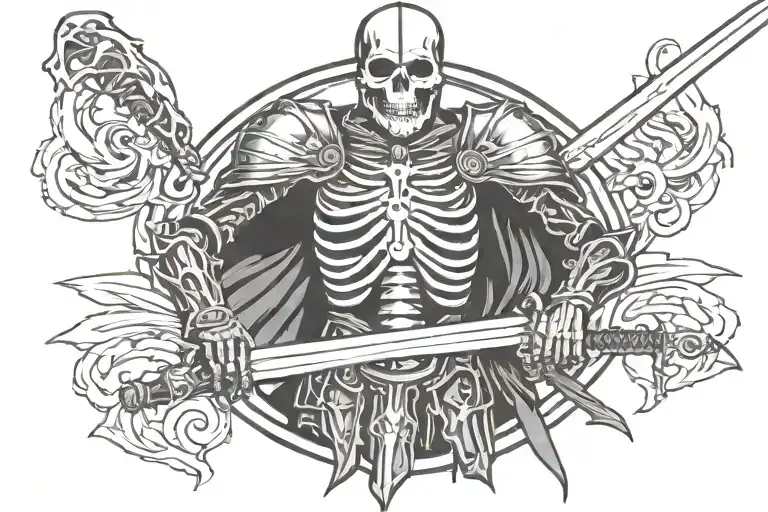Knight Sword Skeleton Smoking War