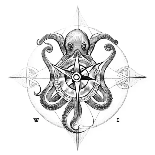 Octopus With Compass Rose