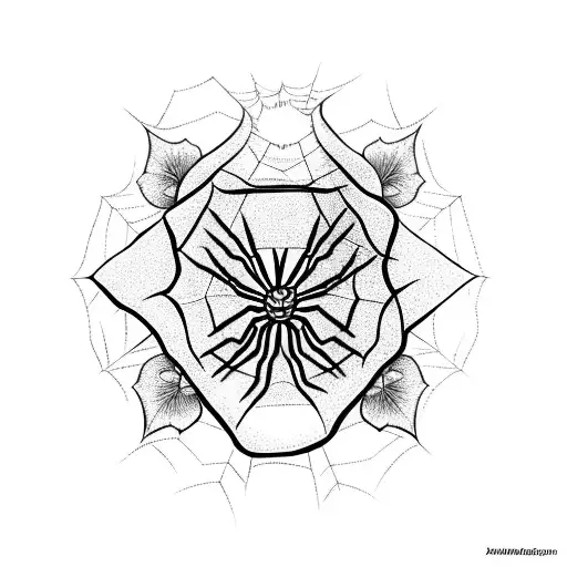 A Spider Spinning A Web With Rose Petals