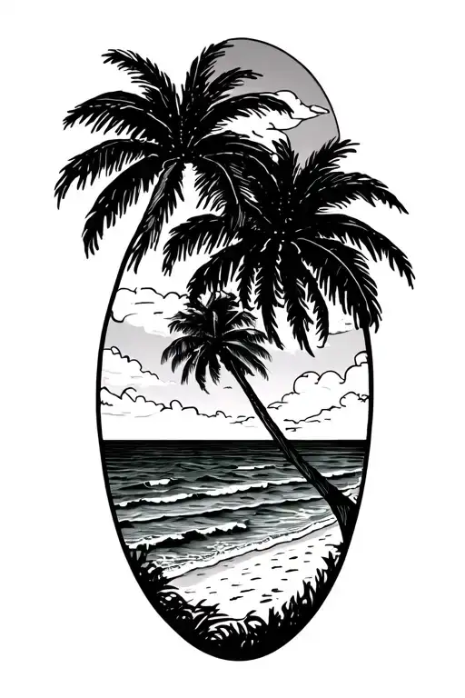 Beach Scene With Palm