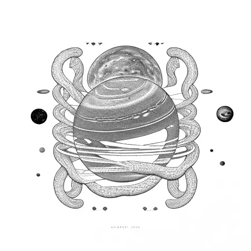 Snake Weaving Between The Planets Of Our Solar System