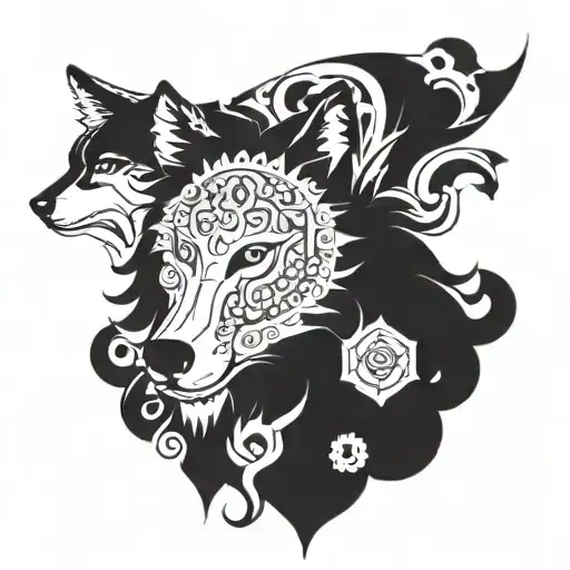 Incorporate Traditional Turkic Patterns Into A Wolf Design
