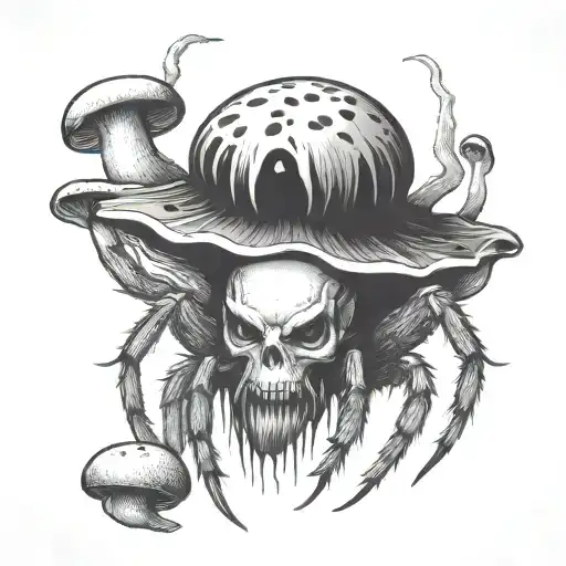 A Spider With Fangs With A Torso Of A Mushroom Shape With Fangs
