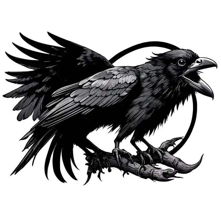 Kolovrat In A Circle With A Black Raven