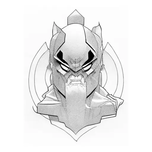 A Fusion Of Comic Book Characters And Arte-inspired Art In A Blackwork Design