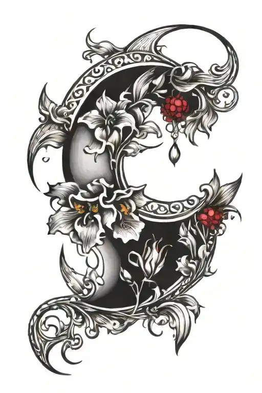 Crescent Moon With Rubies And Irises Wrapping