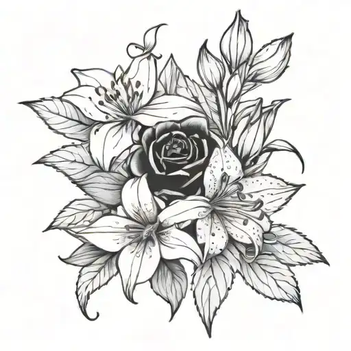 Roses And Lily Flower