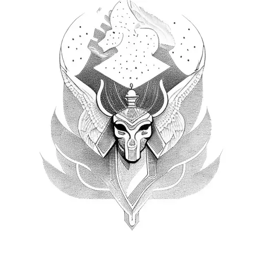A Tattoo Merging Egyptian And Greek Mythology Elements