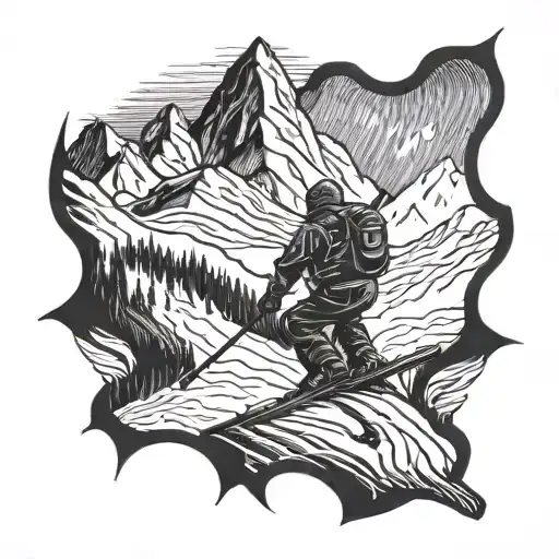 Mountain And Skier Carving