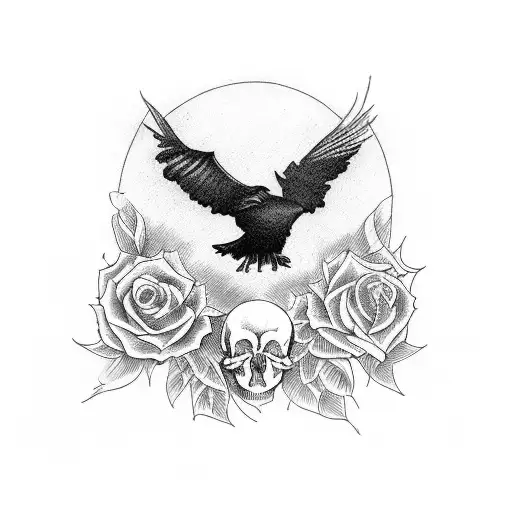 The Raven Is Sitting On The Skull