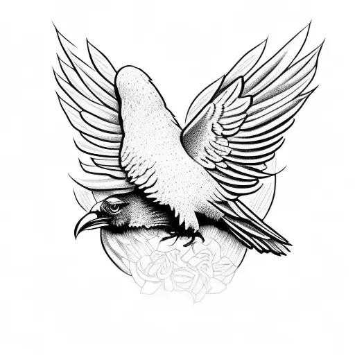 The Raven Is Sitting On The Skull