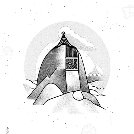 Tarot Card With Mountains And A Bird Cage In It