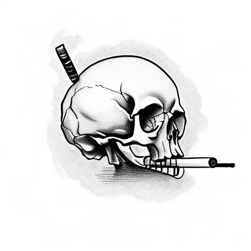 A Skull With A Cigarette In Its Mouth