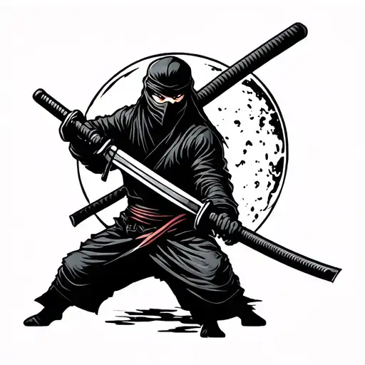 Create For Me A Forearm Tattoo Design Of A Ninja With A Katana