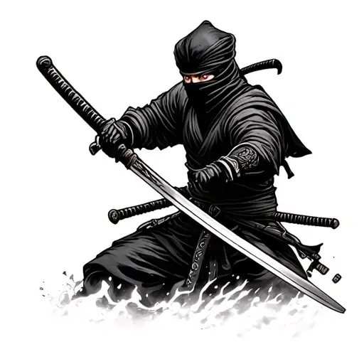 Create For Me A Forearm Tattoo Design Of A Ninja With A Katana