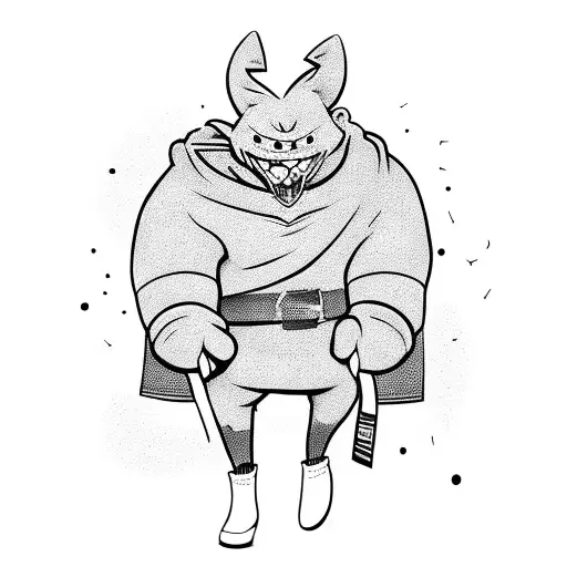 A Tattoo Of A Mischievous Cartoon Character Wearing A Hoodie And Carrying A Skateboard