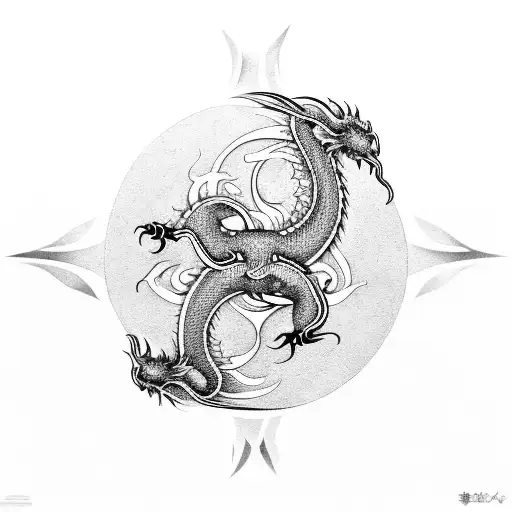 A Dragon Intertwined With A Yin Yang Symbol