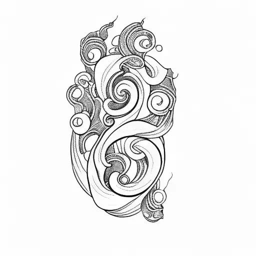 A Black And White Drawing Of A Wave