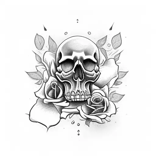 Skull With Rose Growing Trough Eye Socket