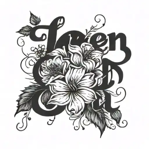 The Name Ellen In Cursive With August Birth Flowers